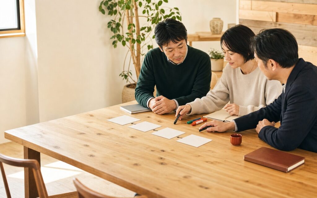 採用設計から定着までの支援について打ち合わせをする様子